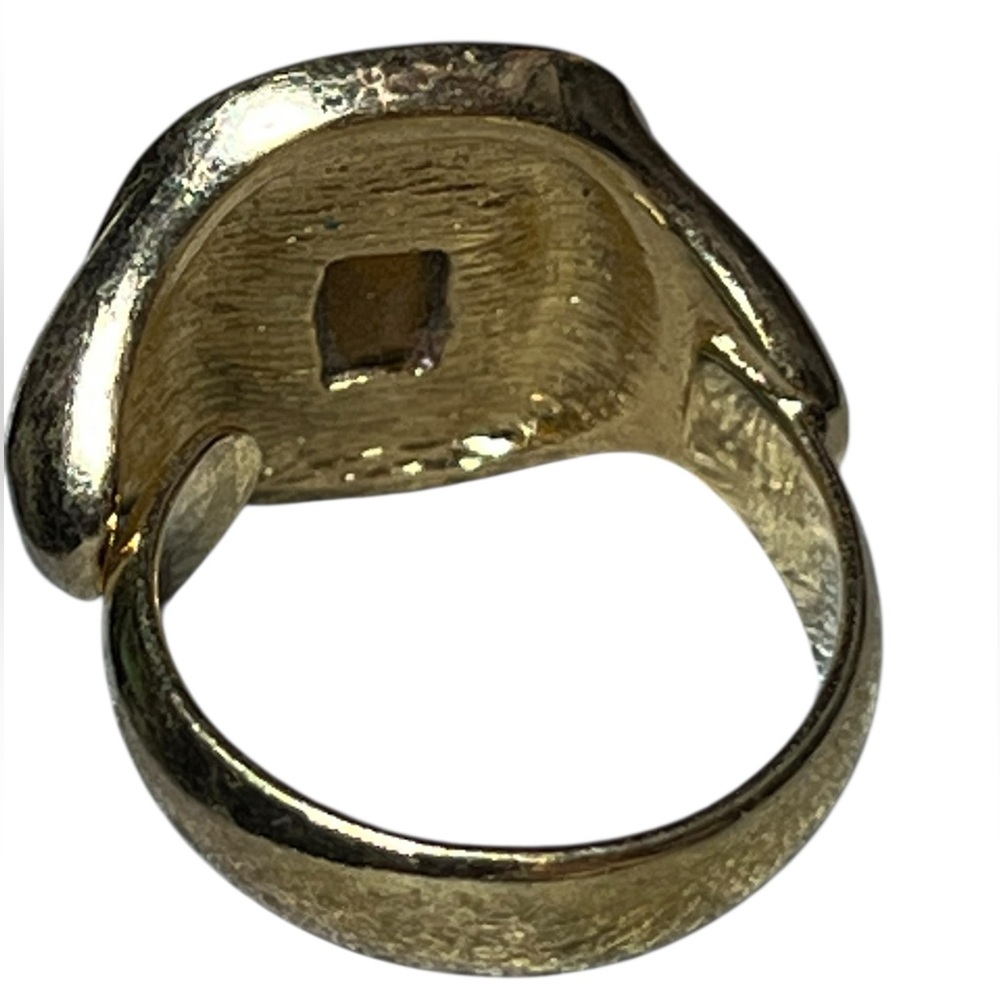 Vintage Christian Dior Gold Tone and Blue Gemstone Halo Ring size 6 - Picture 15 of 16